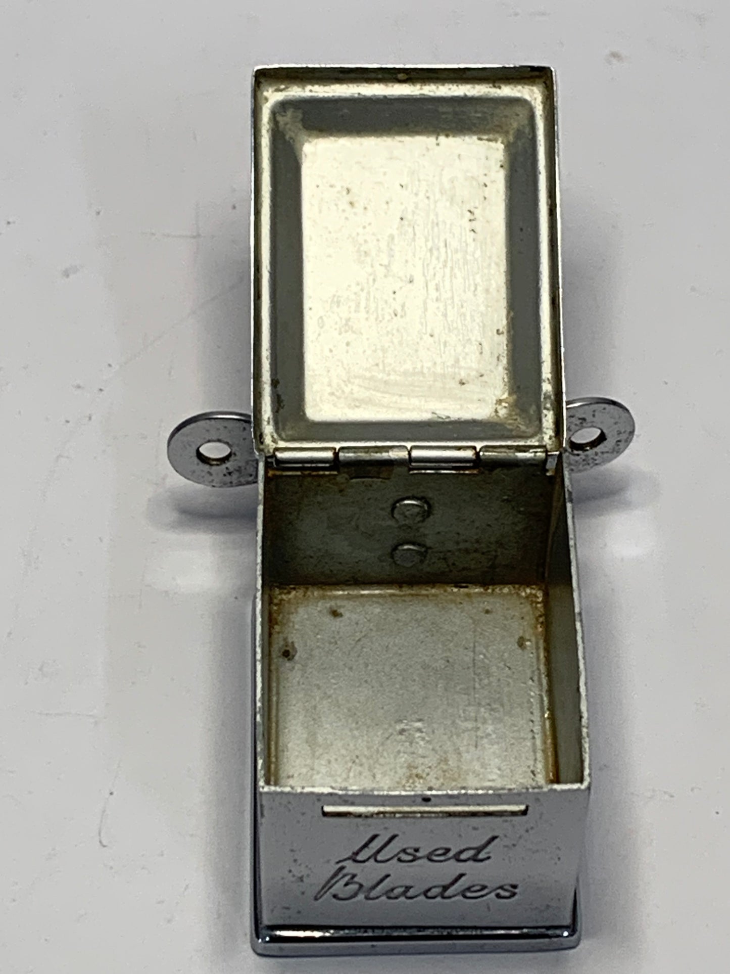 Vintage Chrome Used Razor Blade Disposal Container- wall mounted - Made in England
