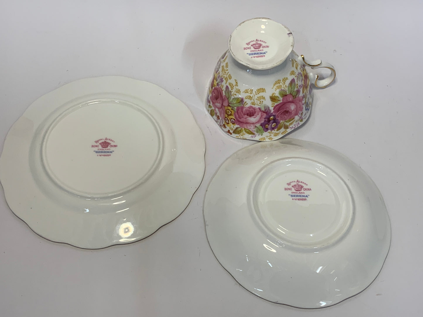 Royal Albert “Serena” Bone China Tea Trio - Cup, Saucer & Plate Set
