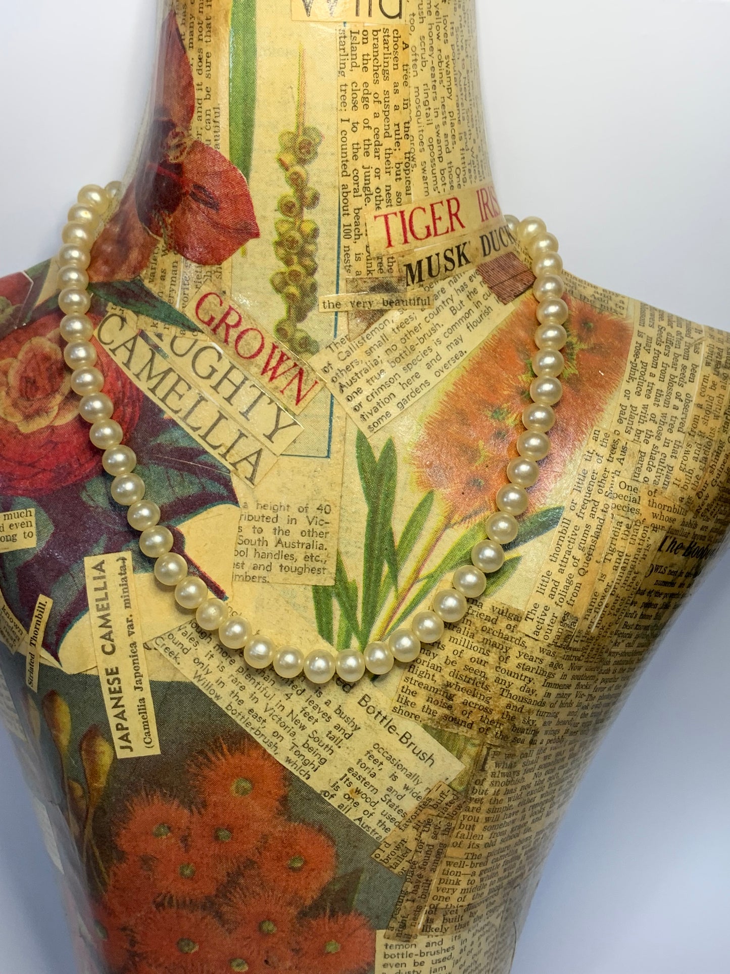 Vintage Single strand cultured pearl necklace with sterling silver clasp