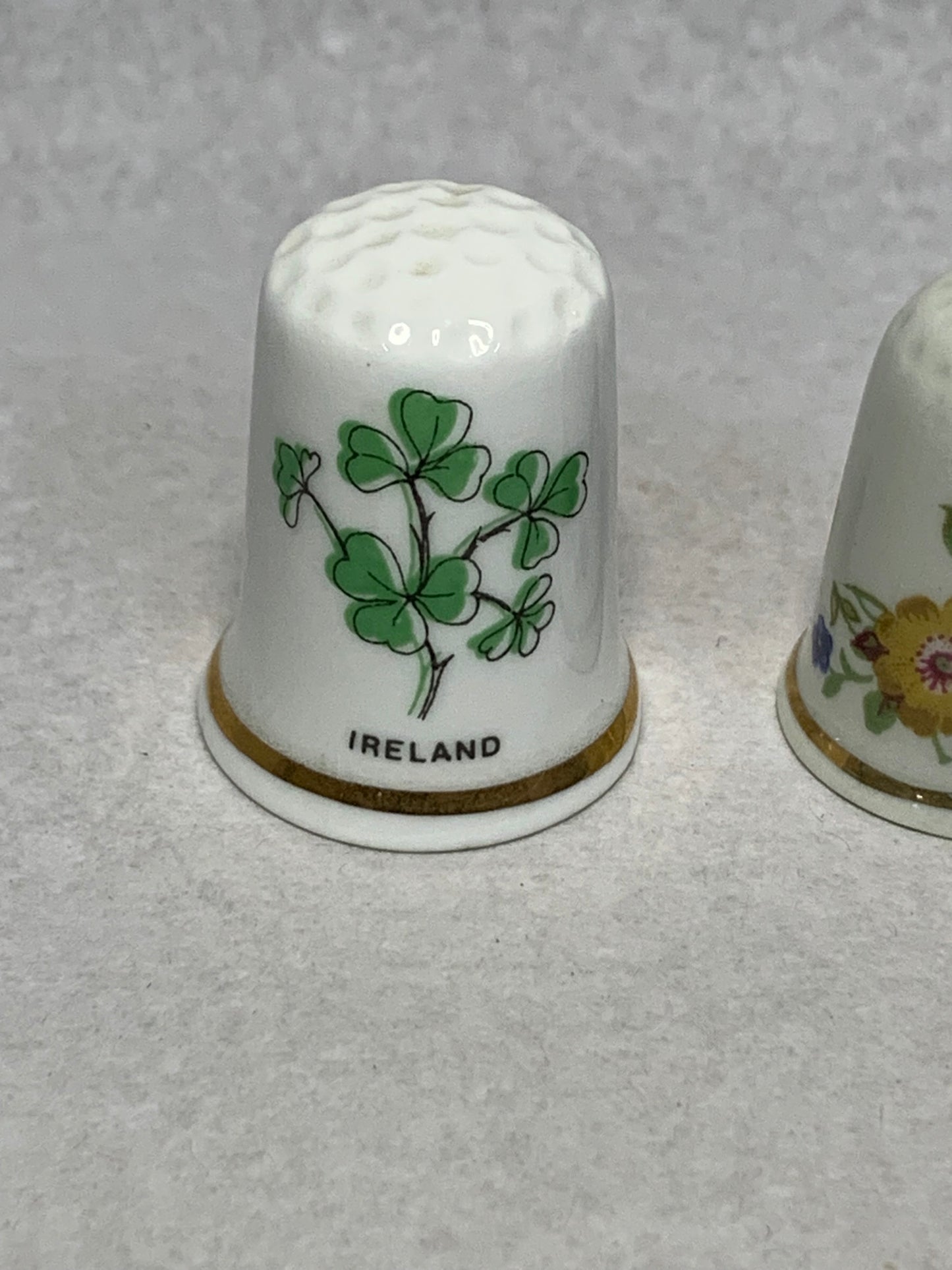 Set of three vintage bone china thimbles