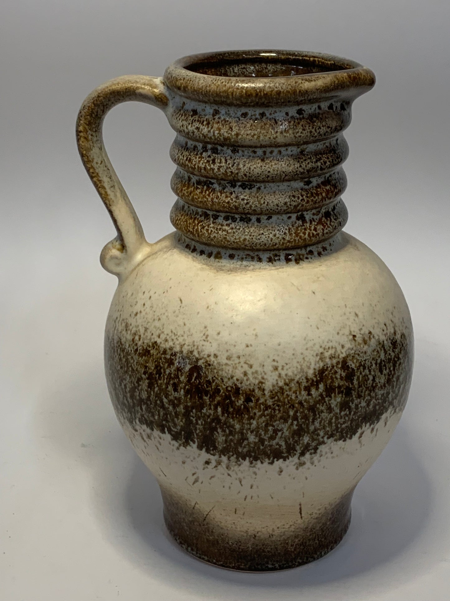 Vintage West German pottery vase/pitcher with distinctive ribbed neck design