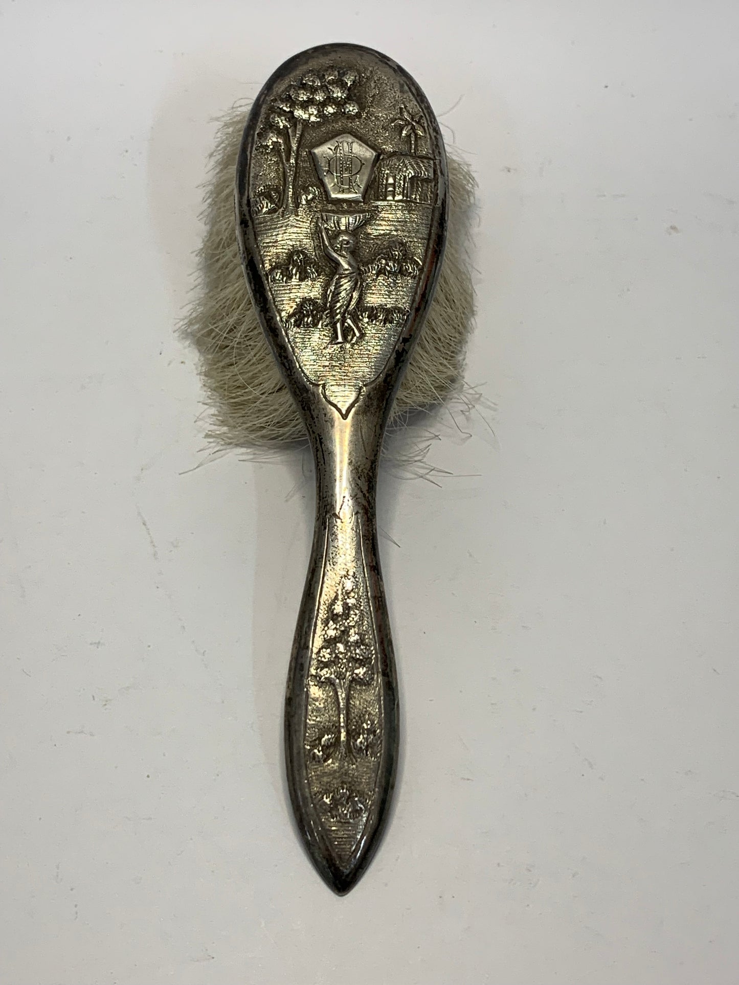 Antique Sterling Silver Backed Brush with Ornate Detailing