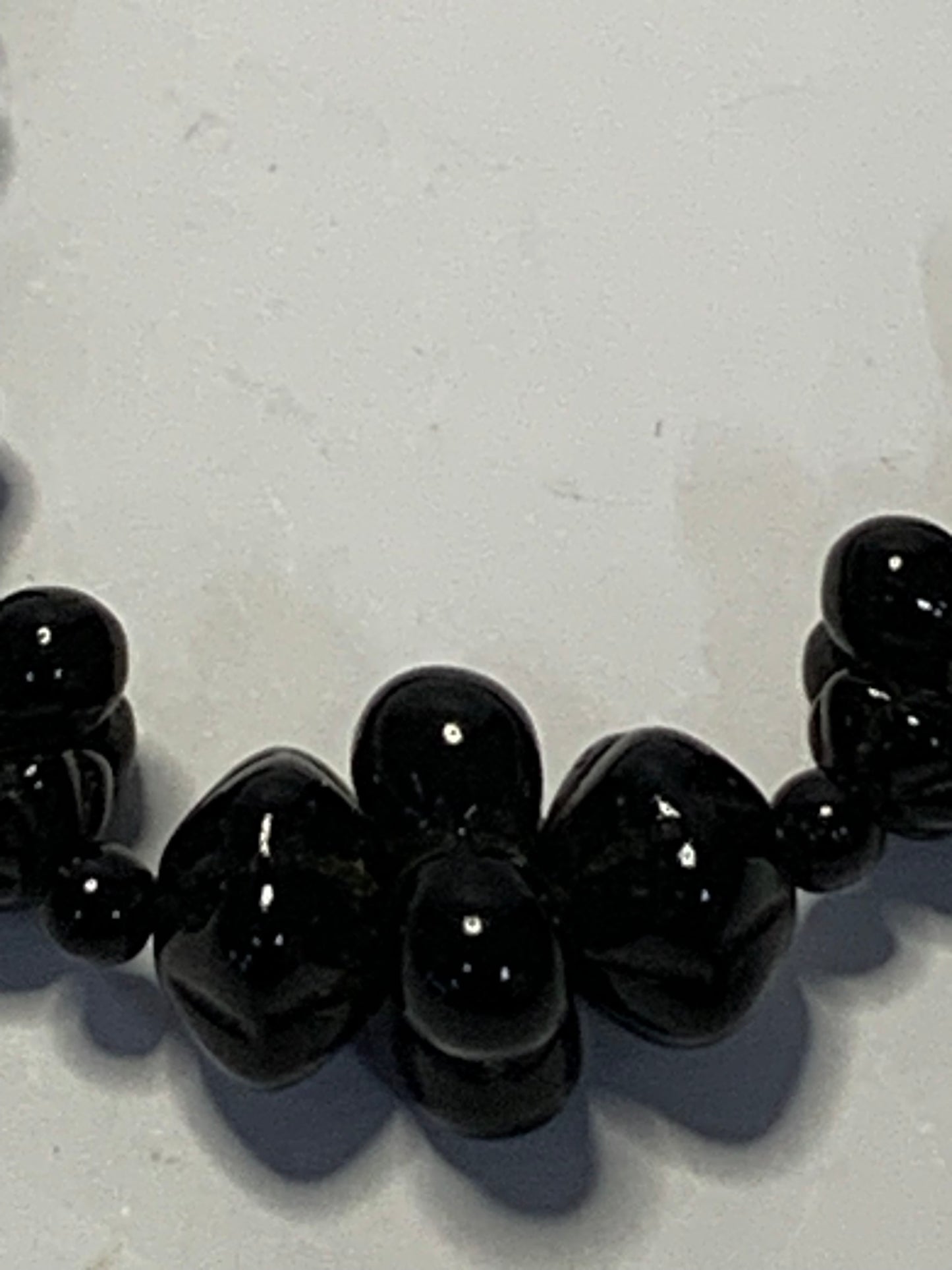 Vintage West German black jet glass necklace