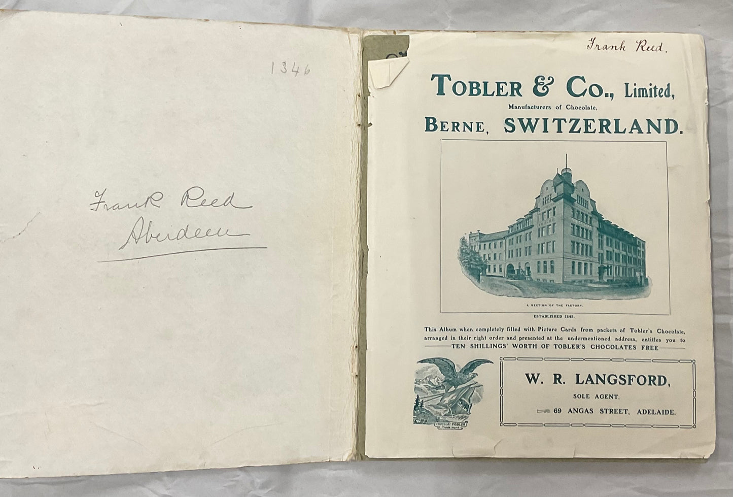 Rare early Tobler & Co. (Toblerone) Picture Card Album from Berne, Switzerland, circa early 1900s
