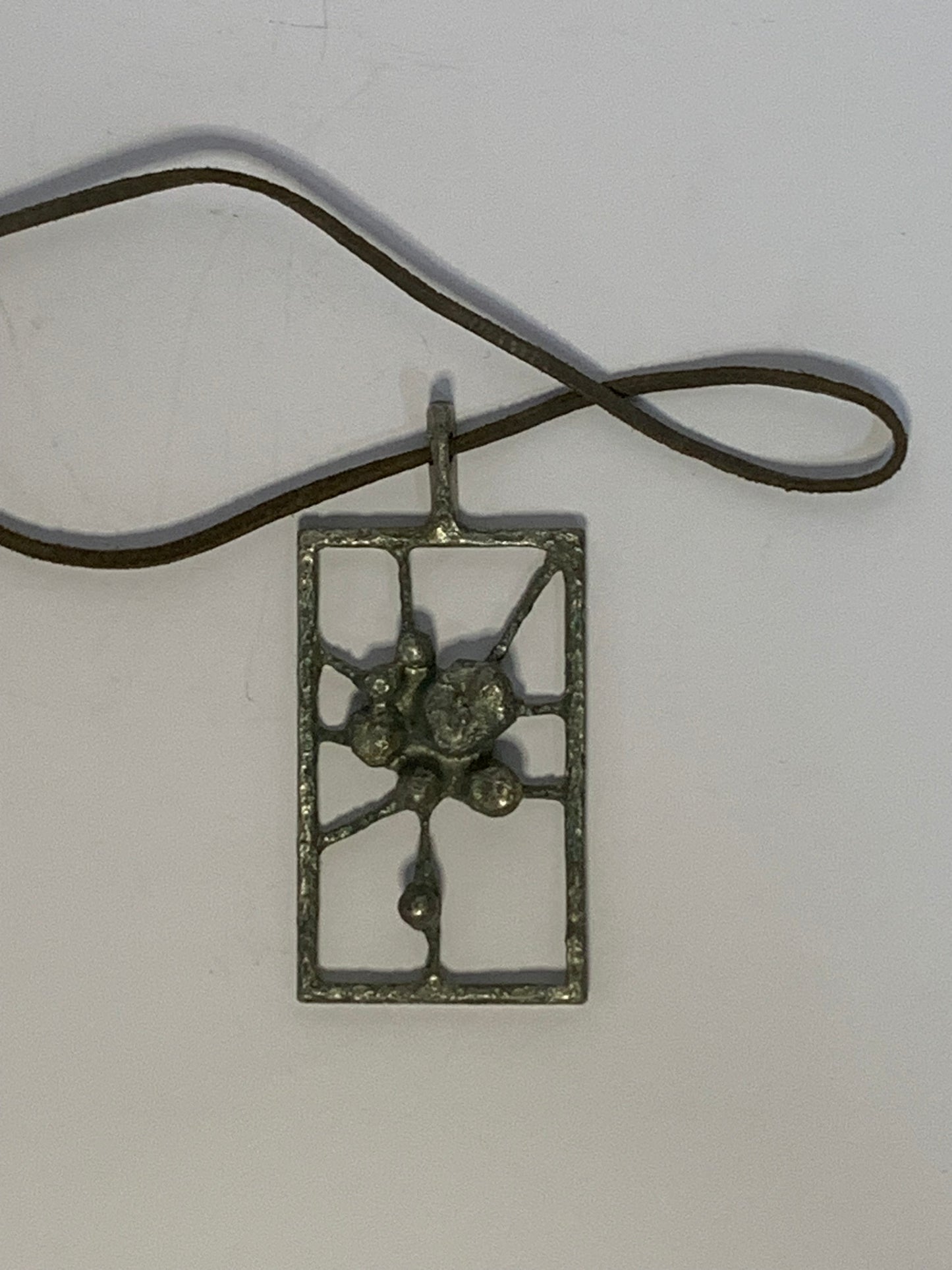 Vintage brutalist-style pewter pendant necklace by Poul Warmind, Denmark