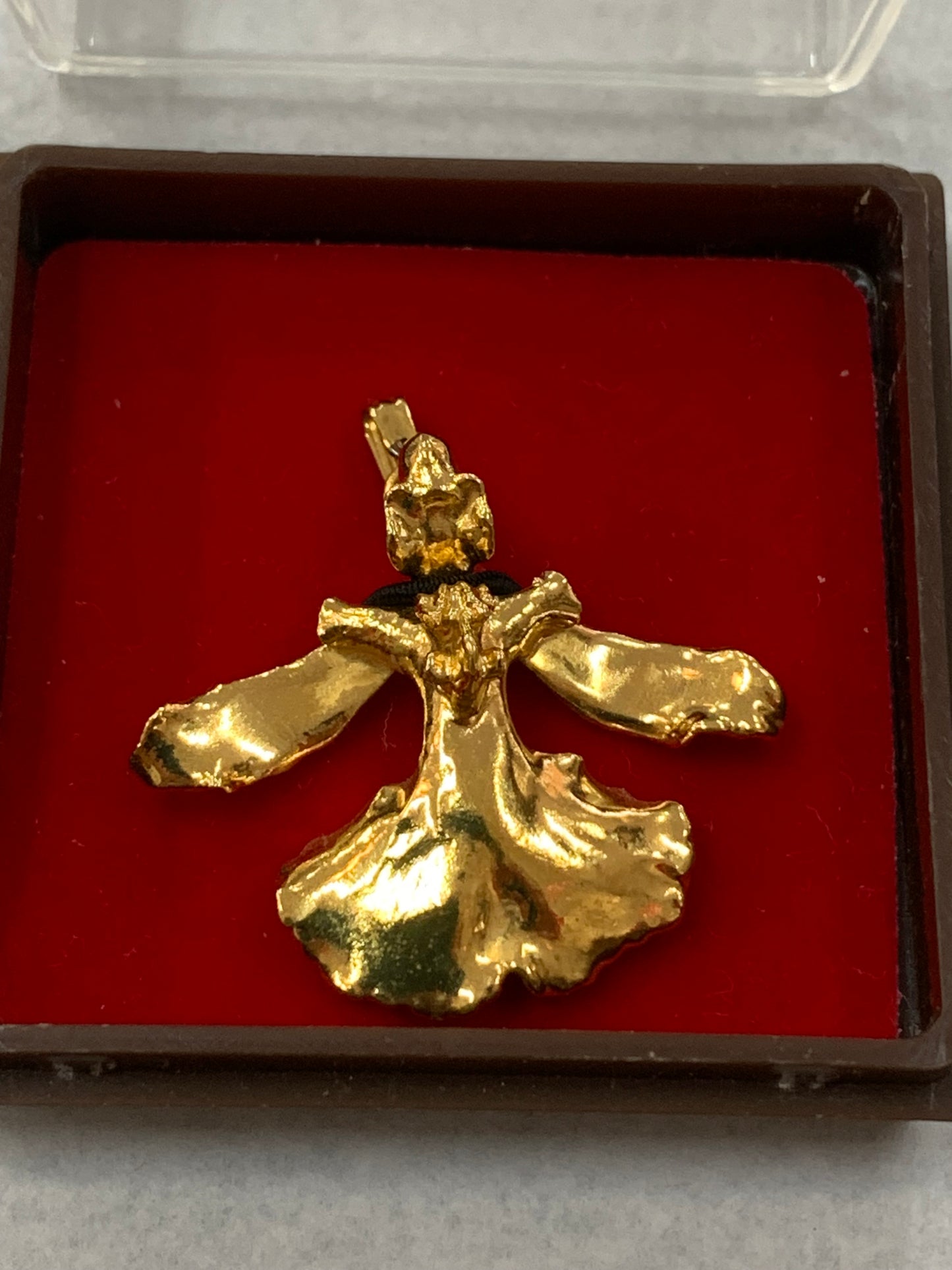 Gold Plated Real Orchid Pendant