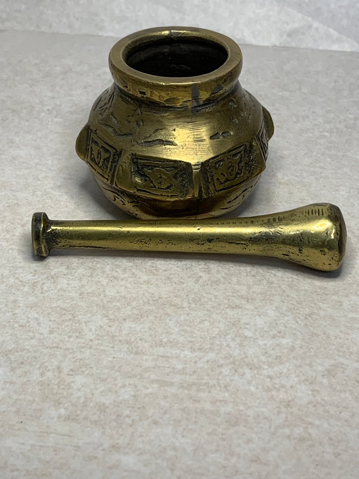Antique Small Brass Pharmacy/Apothecary Mortar and Pestle