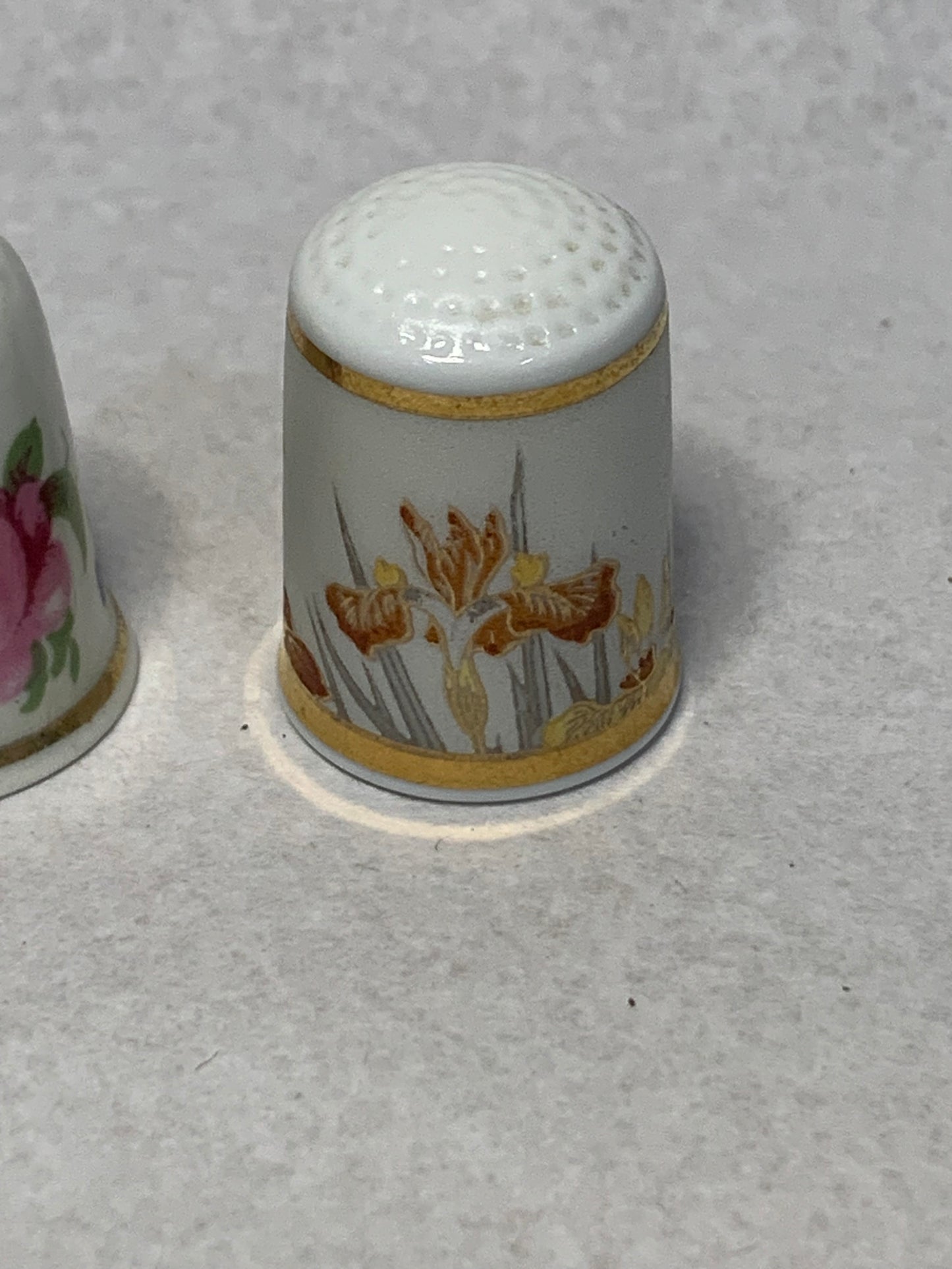 Set of three vintage bone china thimbles