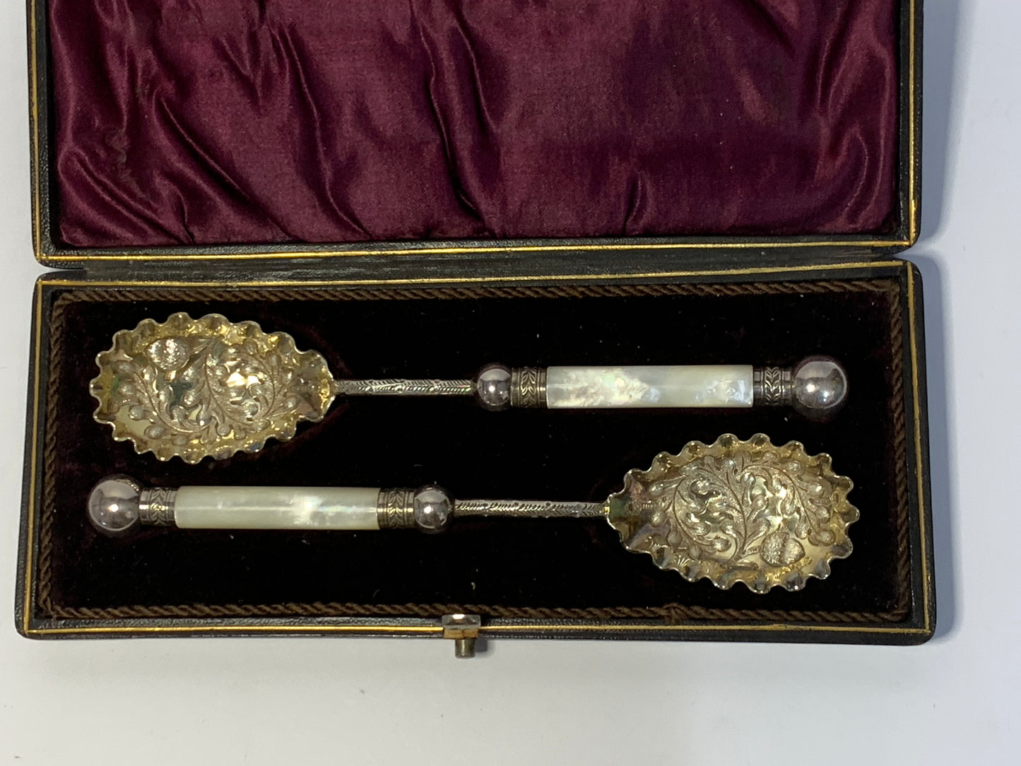 Victorian Silver-Plated Berry Spoons Set in Original Fitted Case