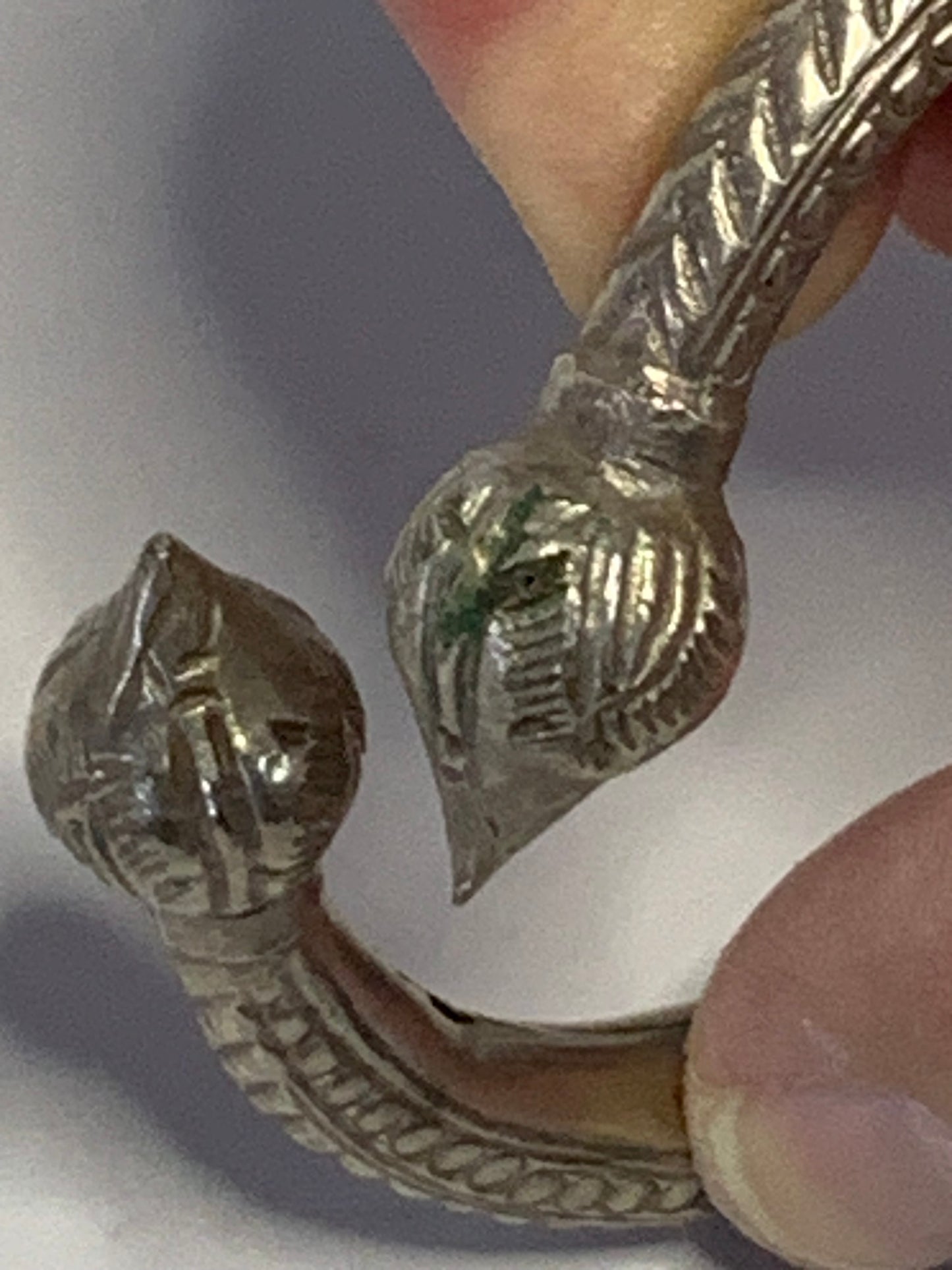 Embossed Tribal Silver Bangle