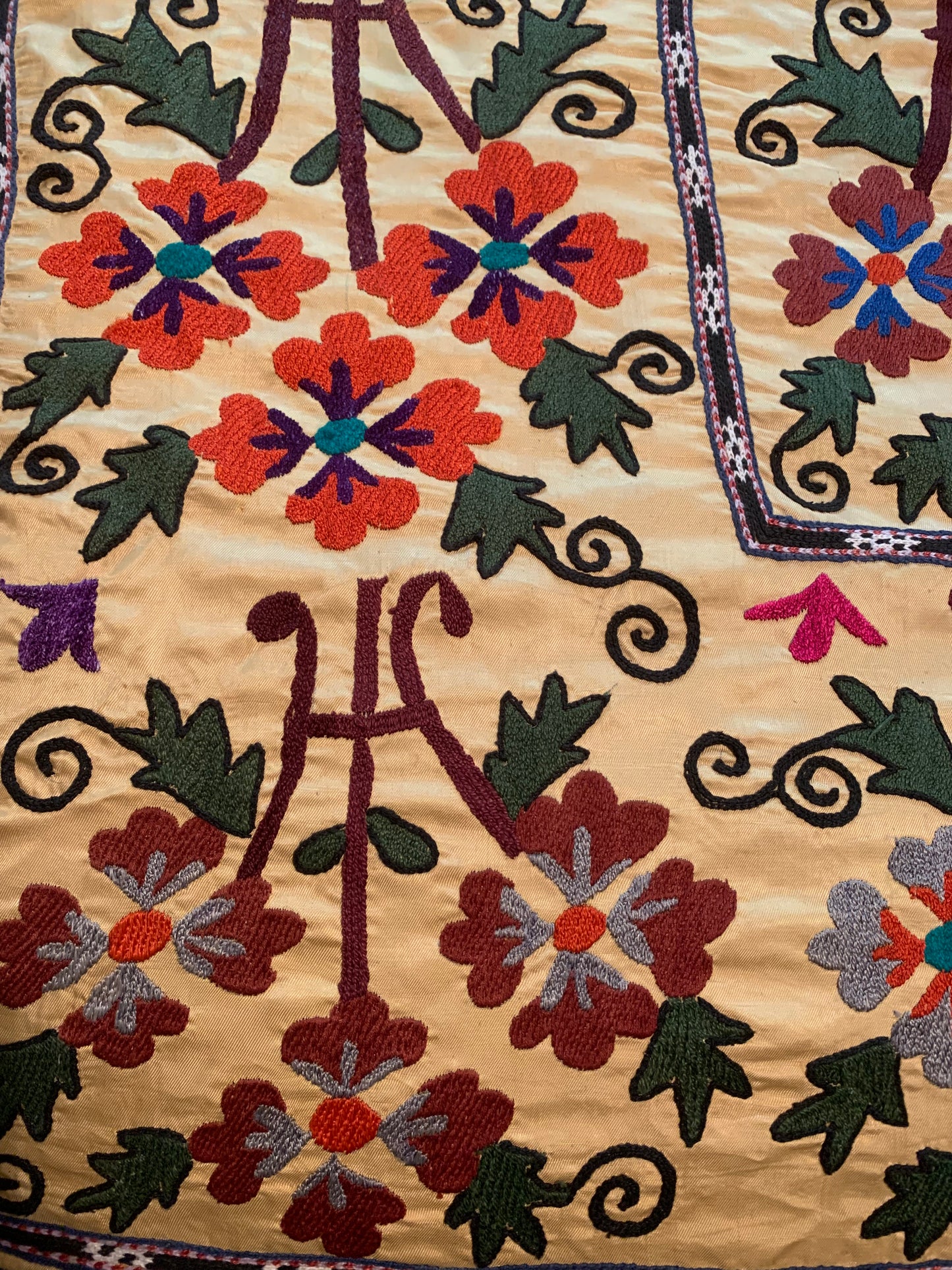 Vintage Suzani Textile featuring hand embroidery