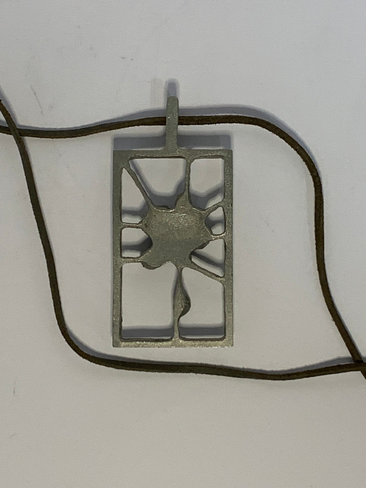 Vintage brutalist-style pewter pendant necklace by Poul Warmind, Denmark