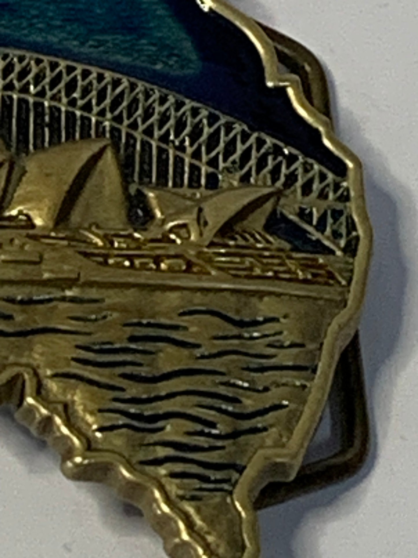 Vintage Collectible Solid Brass Australian Souvenir Belt Buckle